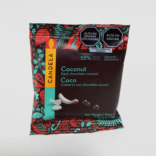 Grageas de frutas cubiertas con chocolate 55% cacao– Candela