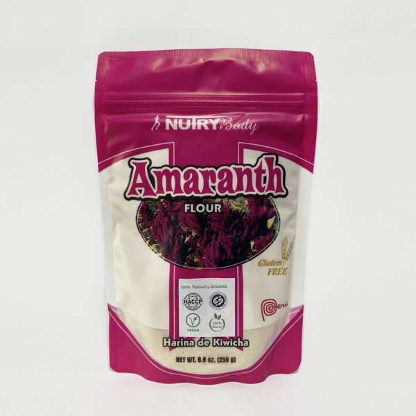 Harina de Kiwicha vegano de 250g, sobre fondo blanco