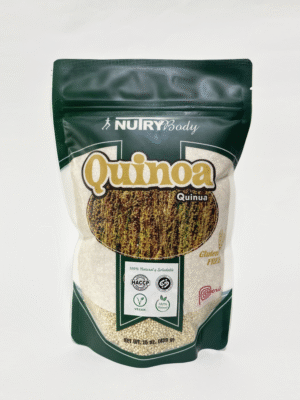 Harina de Quinua orgánica 250g Harina de quinua orgánica de 250g NutryBody, sobre fondo claro.