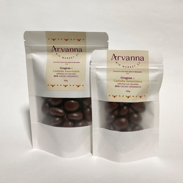 Grageas de Castaña Amazónica 55% Cacao (50g/120g) Arvanna